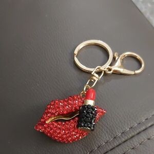 *HOST PICK*New Red rhinestone Lipstick Keychain